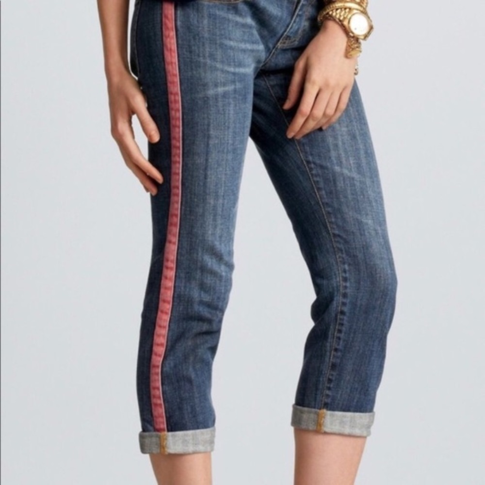 CAbi 327 Johnny Crop Tux Jean Red Stripe  Size 6 NWOT